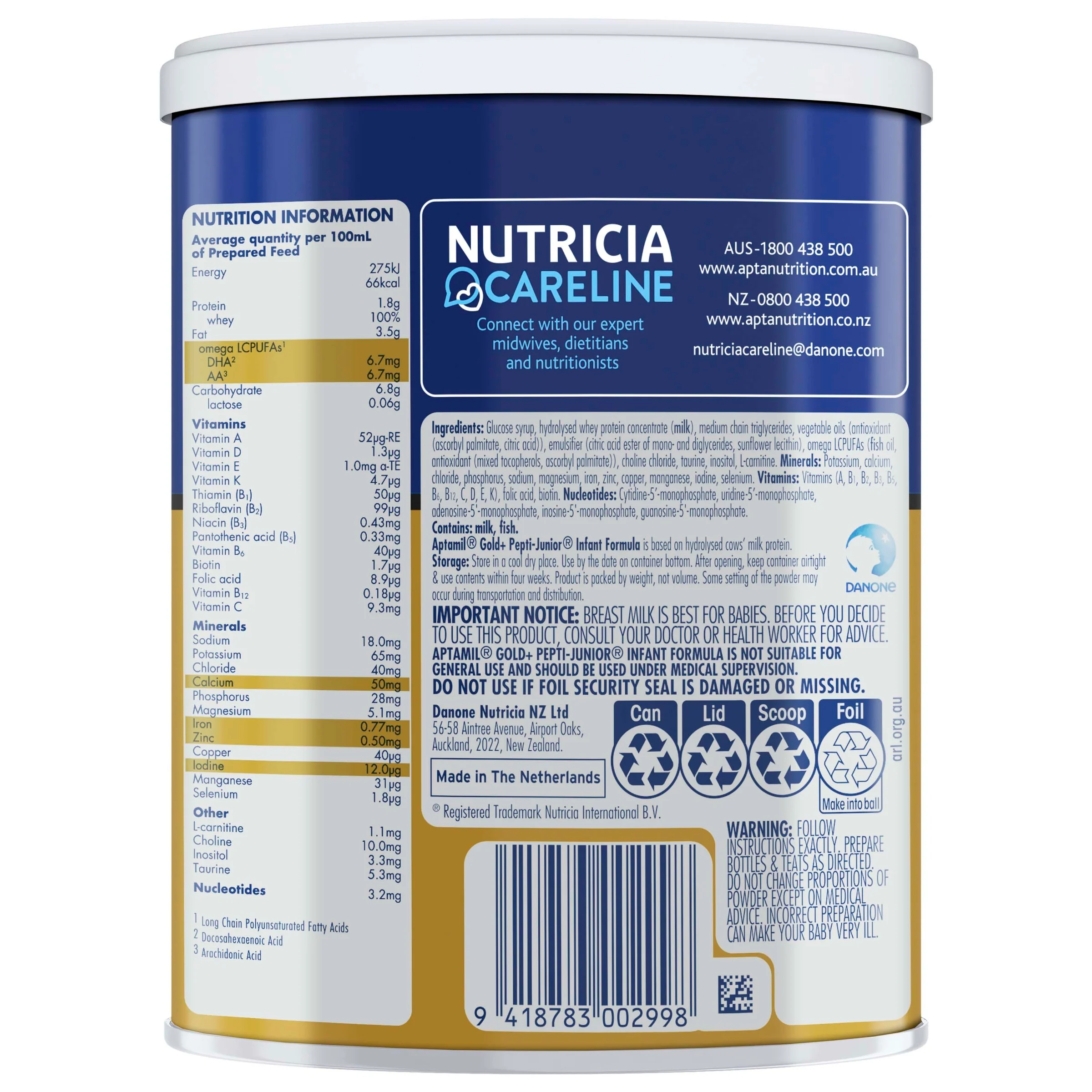 Aptamil Gold+ Pepti-Junior Formula 450g Tin - Image 3
