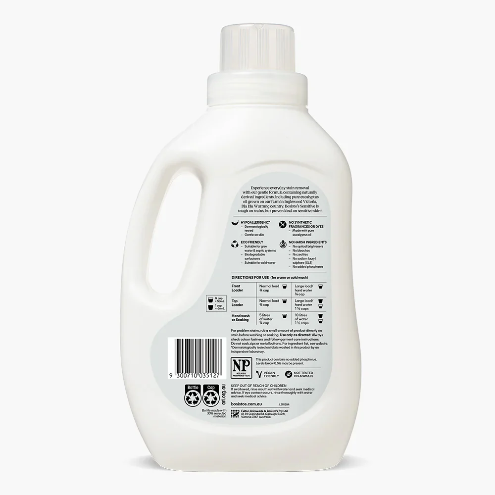 Bosisto's Sensitive Laundry Liquid 1.2L - Image 3