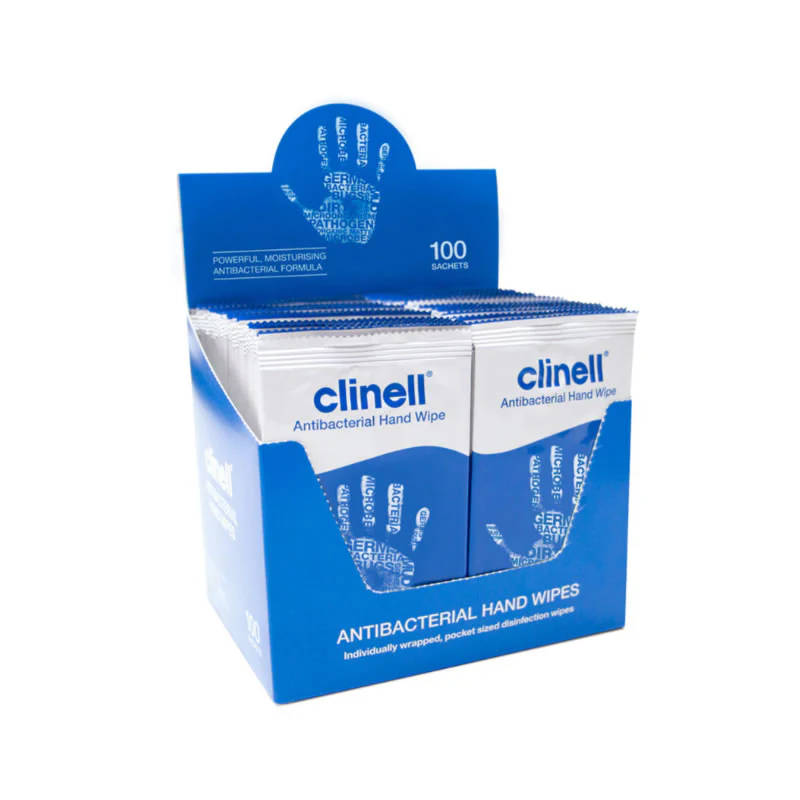 Clinell Antibacterial Hand Wipes (Individually Wrapped) | Pack of 100 sachets