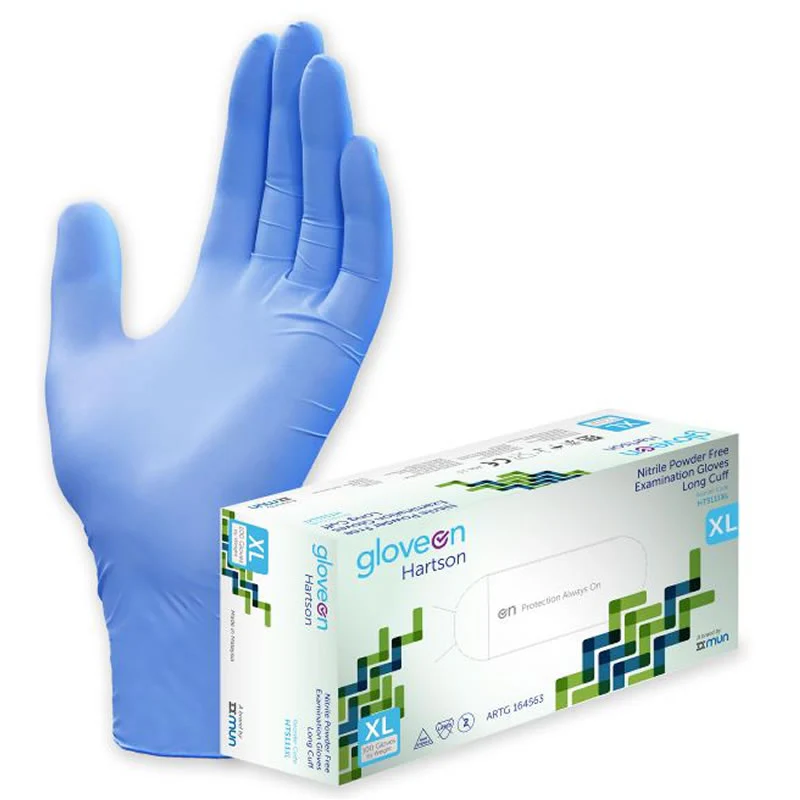 GloveOn Hartson Nitrile Exam Gloves Long Cuff Powder Free | Pack of 100 - Image 4