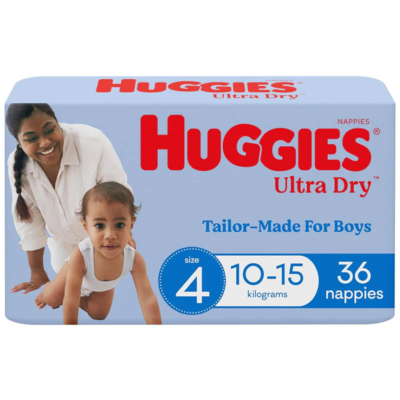 Huggies Ultra Dry Nappies for Boys Size 4 Toddler (10-15kg) | 36 Pack