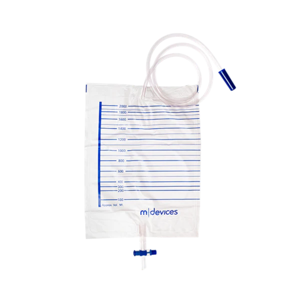 Mdevices Urine Bag 2000mL T-Tap NRV 110cm Tubing | Carton of 250