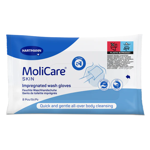 MoliCare Skin Impregnated Wash Glove | Pack of 8
