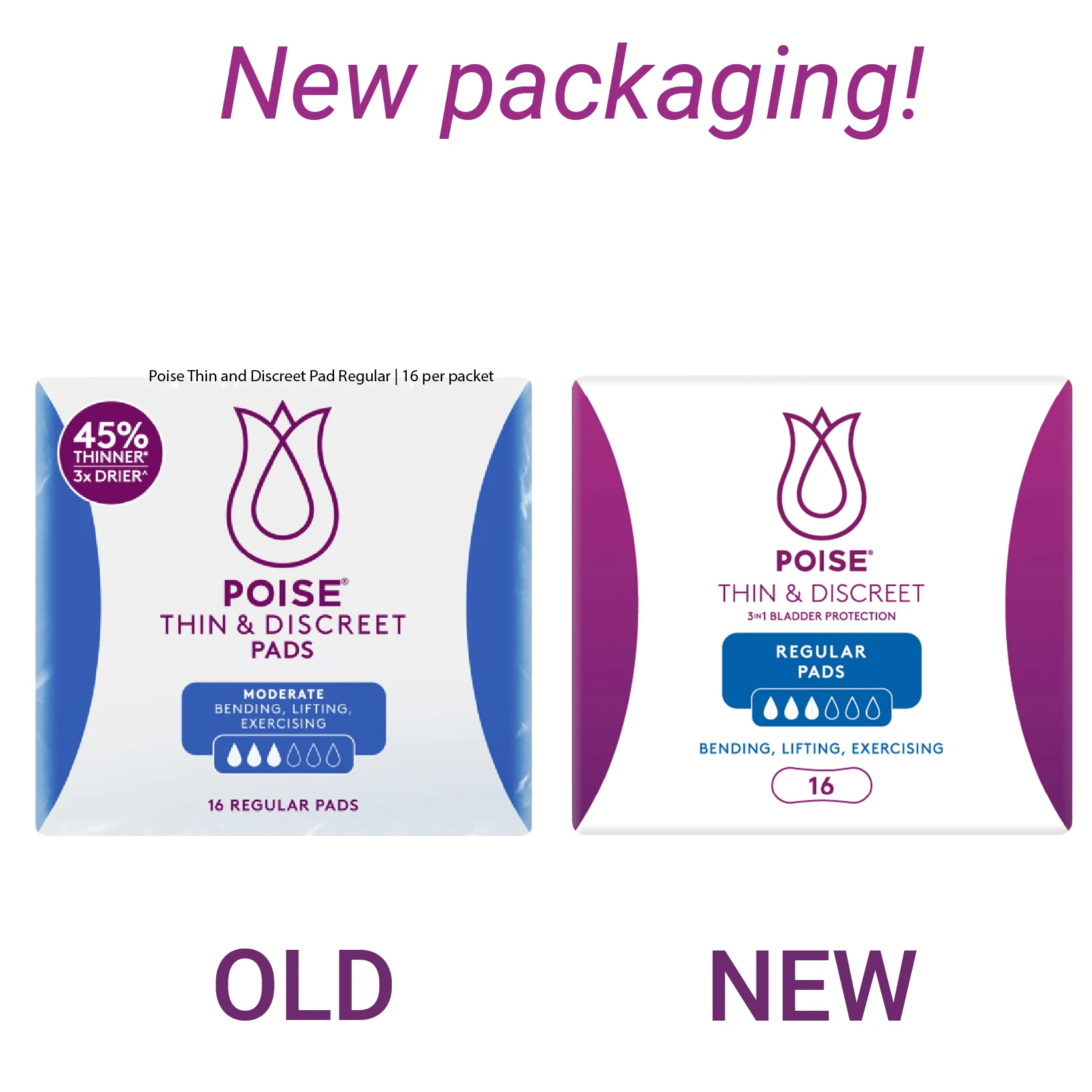 Poise Thin and Discreet Pad Regular | 16 per packet - Image 2