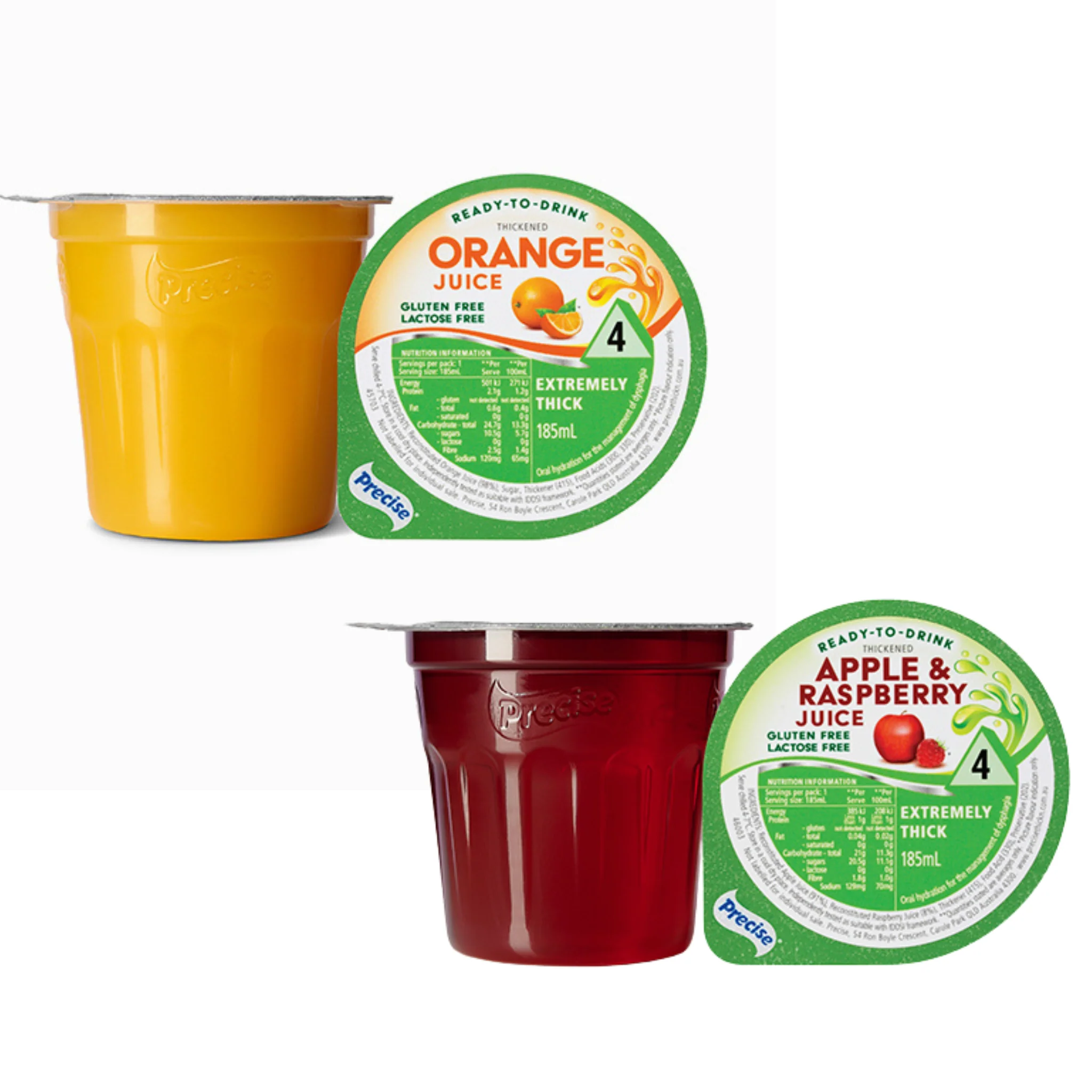 Precise Ready-To-Drink Extremely Thick/Level 4 Juice 185mL Cups | Carton of 12