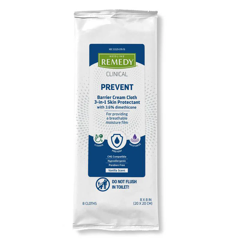 Medline Remedy Barrier Cream Cloths with Dimethicone | 8 pack - Image 2