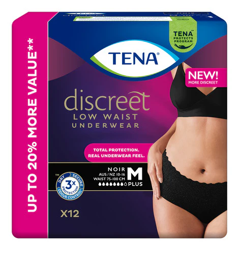 TENA Women's Discreet Pants Low Waist in Black | Packet - Image 3