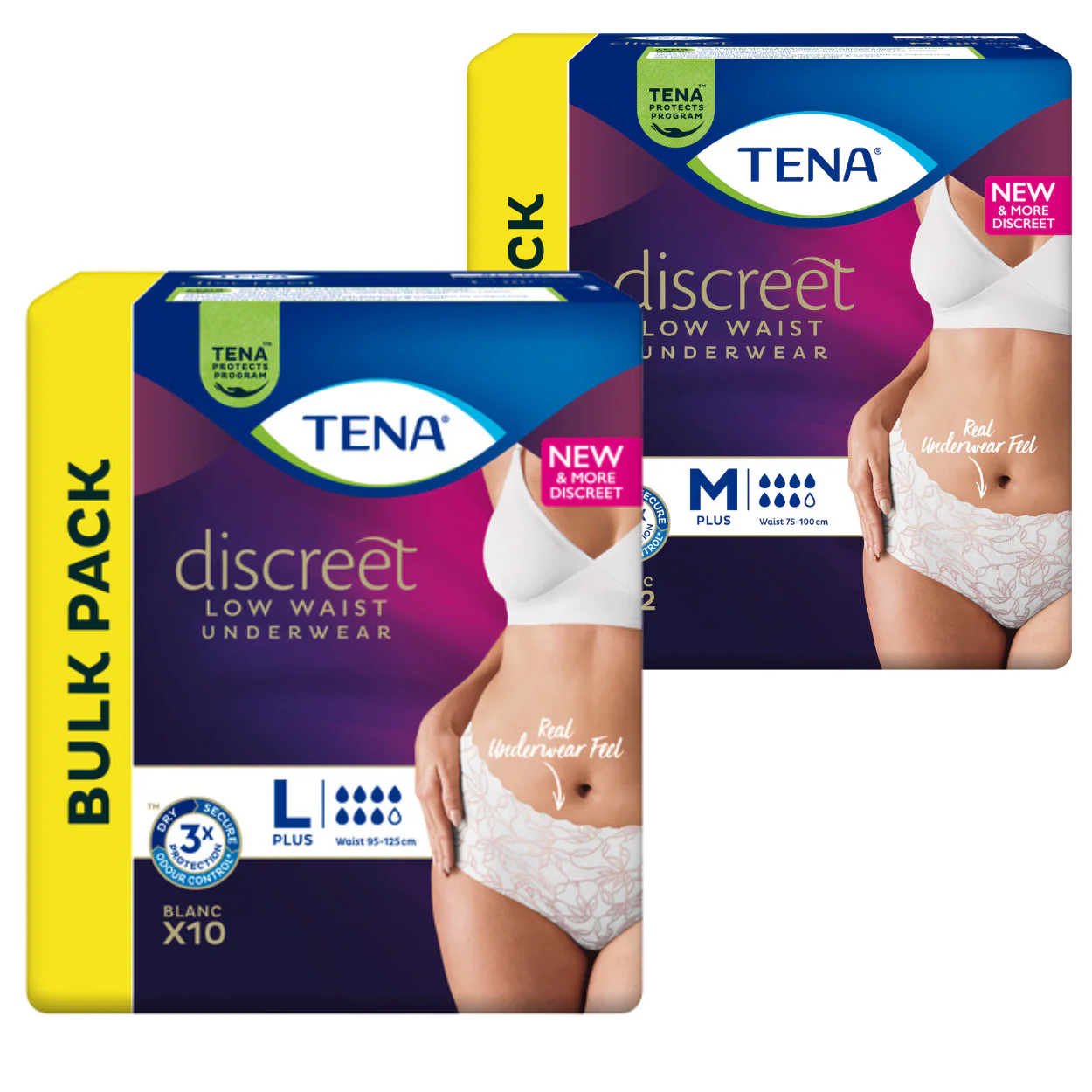 TENA Women's Discreet Pants Low Waist in White | Packet